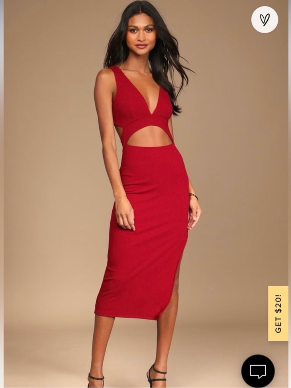 Lulu's Burgundy Cutout Midi Dress